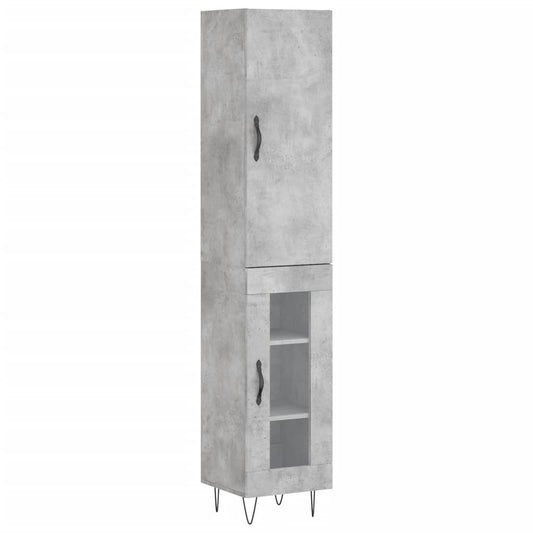 Highboard Betongrau 34,5x34x180 cm Holzwerkstoff