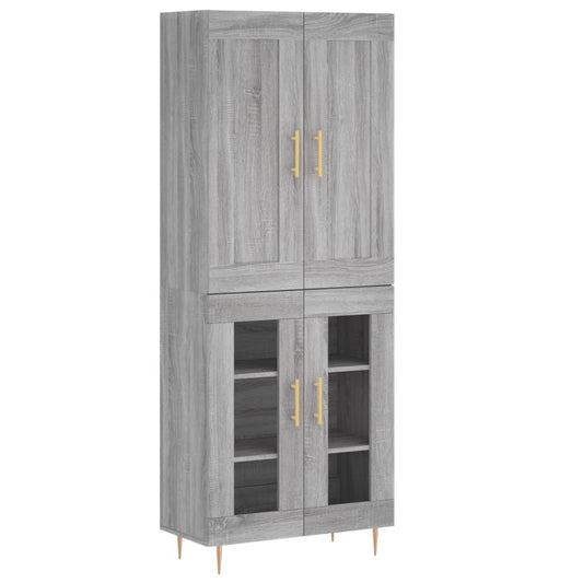 Highboard Grau Sonoma 69,5x34x180 cm Holzwerkstoff