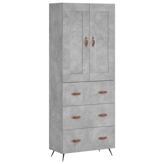Highboard Betongrau 69,5x34x180 cm Holzwerkstoff