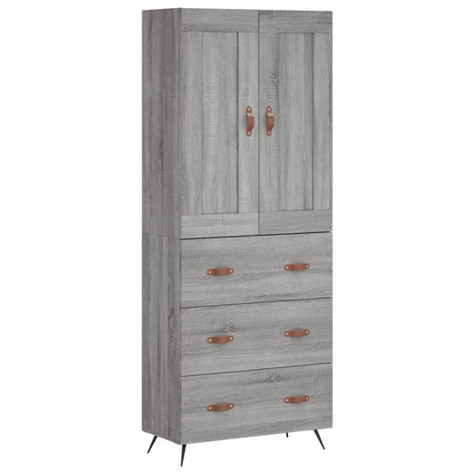 Highboard Grau Sonoma 69,5x34x180 cm Holzwerkstoff