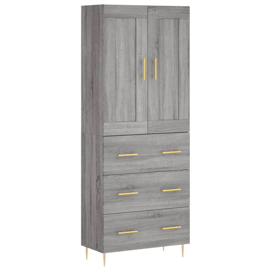 Highboard Grau Sonoma 69,5x34x180 cm Holzwerkstoff