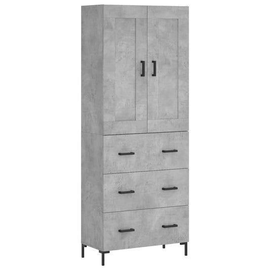 Highboard Betongrau 69,5x34x180 cm Holzwerkstoff