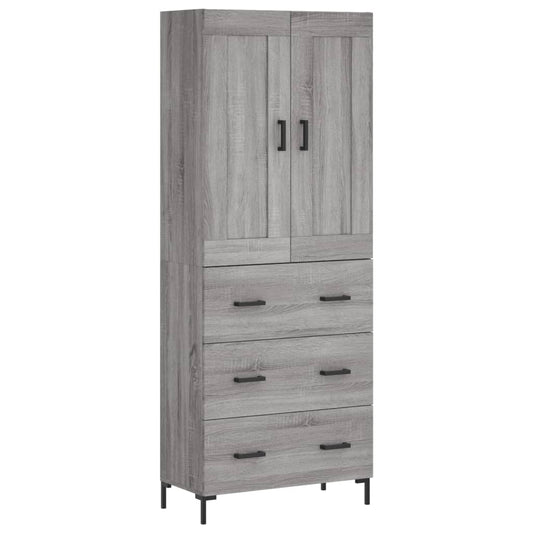 Highboard Grau Sonoma 69,5x34x180 cm Holzwerkstoff