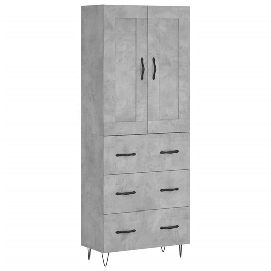 Highboard Betongrau 69,5x34x180 cm Holzwerkstoff