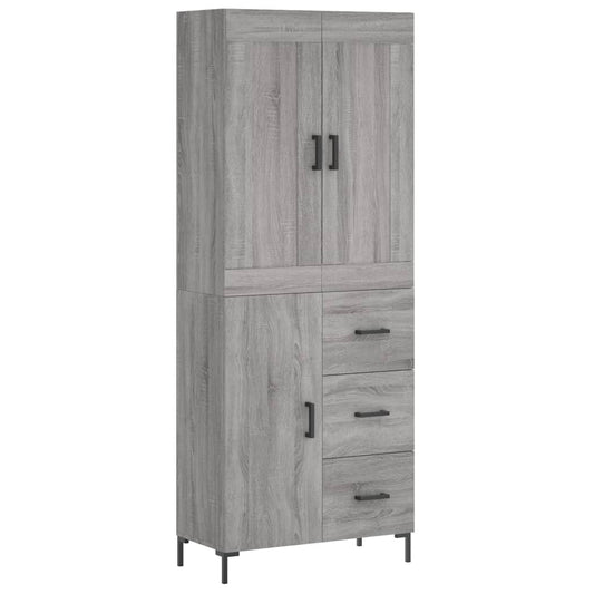 Highboard Grau Sonoma 69,5x34x180 cm Holzwerkstoff