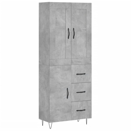 Highboard Betongrau 69,5x34x180 cm Holzwerkstoff
