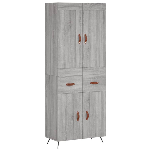 Highboard Grau Sonoma 69,5x34x180 cm Holzwerkstoff