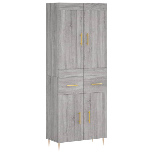 Highboard Grau Sonoma 69,5x34x180 cm Holzwerkstoff