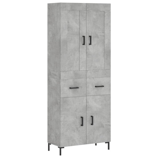 Highboard Betongrau 69,5x34x180 cm Holzwerkstoff