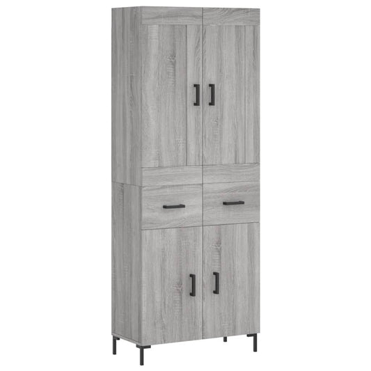 Highboard Grau Sonoma 69,5x34x180 cm Holzwerkstoff