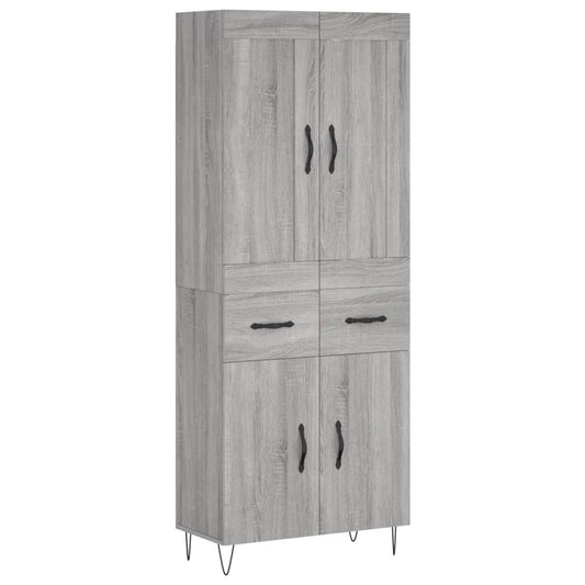 Highboard Grau Sonoma 69,5x34x180 cm Holzwerkstoff