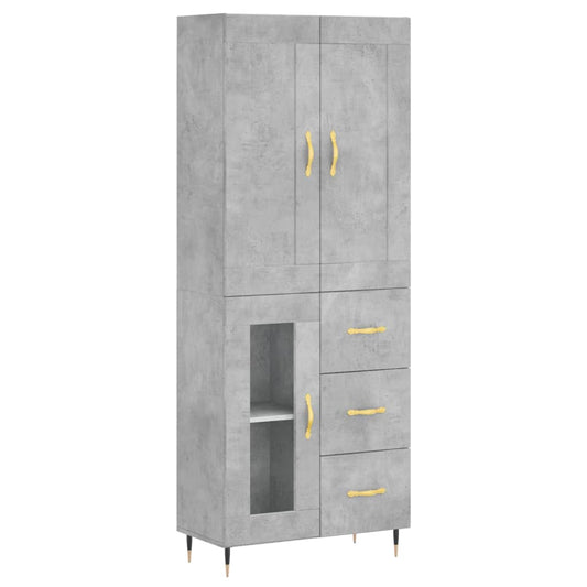 Highboard Betongrau 69,5x34x180 cm Holzwerkstoff
