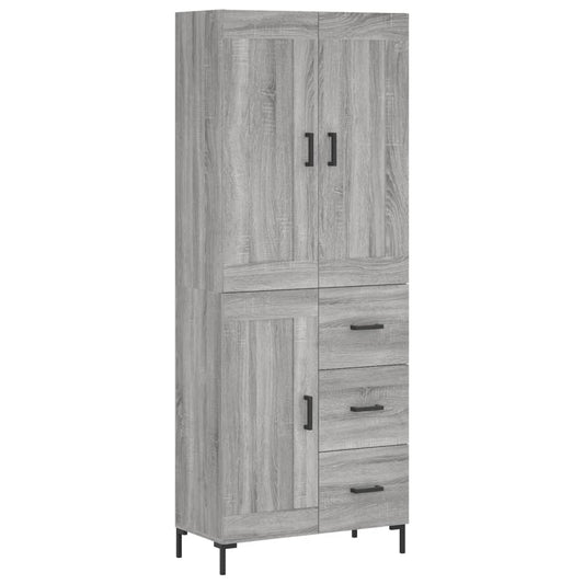Highboard Grau Sonoma 69,5x34x180 cm Holzwerkstoff