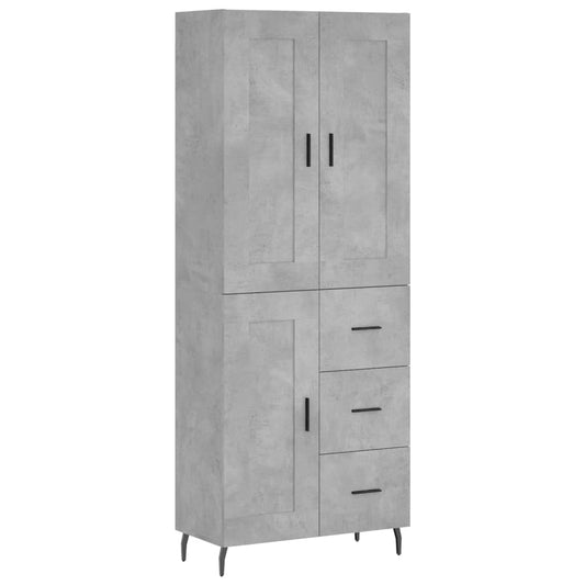Highboard Betongrau 69,5x34x180 cm Holzwerkstoff