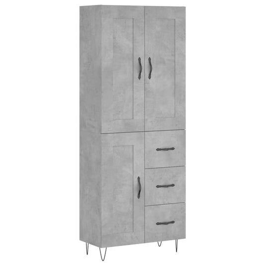 Highboard Betongrau 69,5x34x180 cm Holzwerkstoff