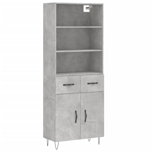 Highboard Betongrau 69,5x34x180 cm Holzwerkstoff