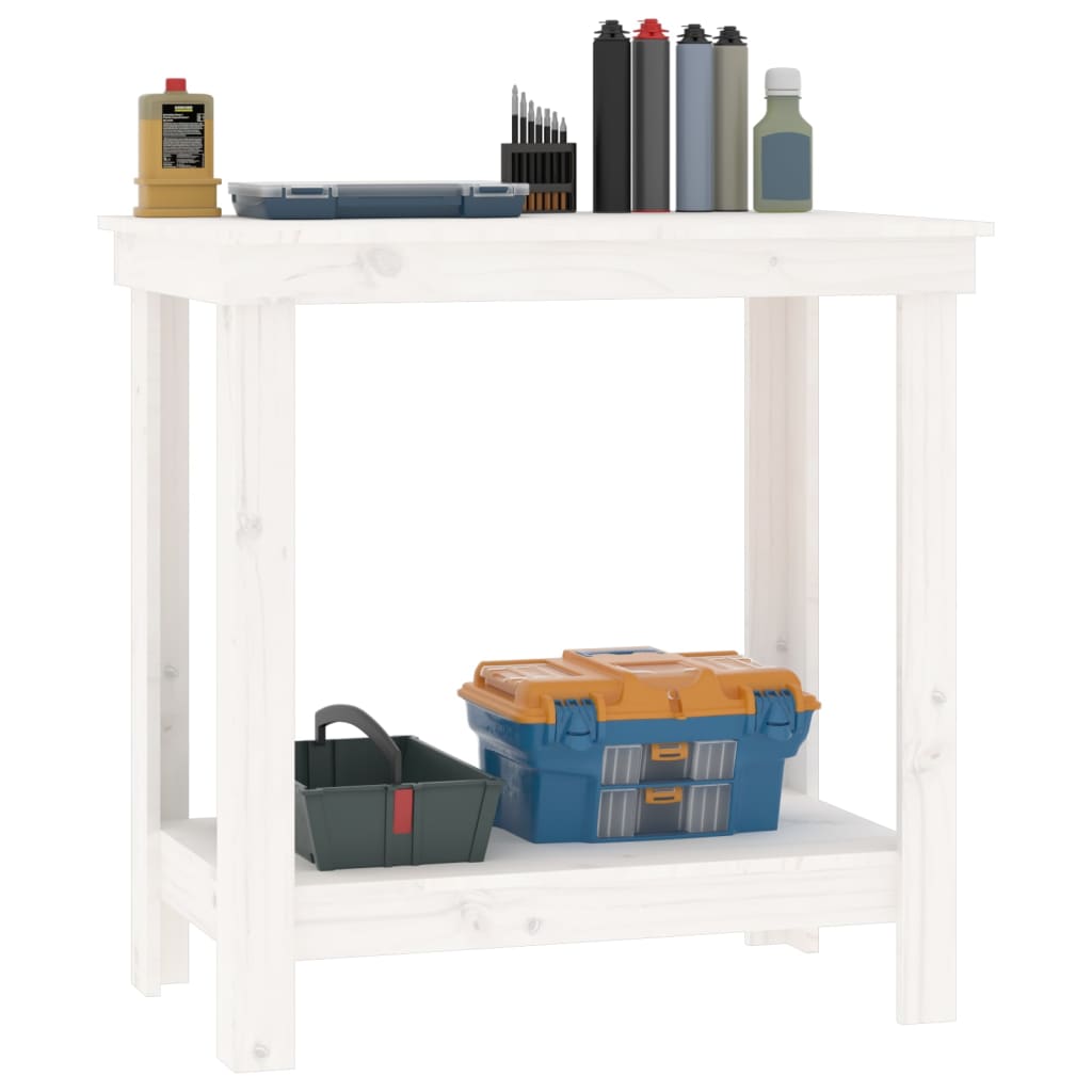 Arbejdsbord Hvid 80x50x80 cm Massiv Fyr