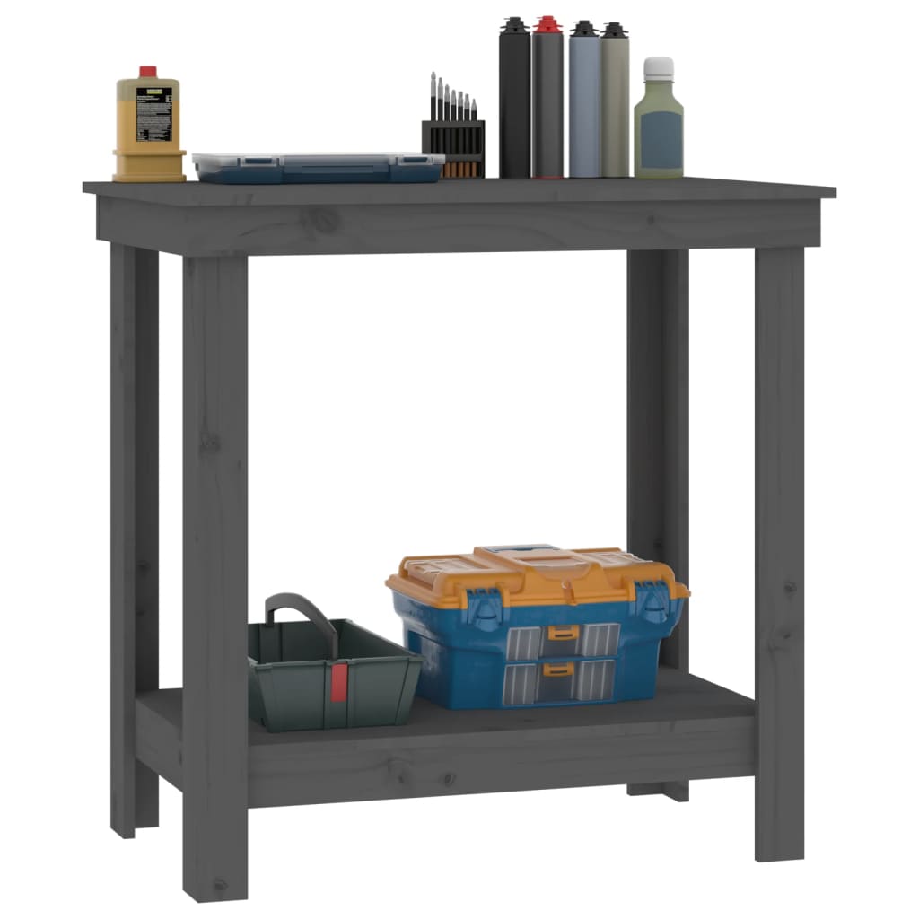Arbejdsbord Grå 80x50x80 cm Massiv Fyr