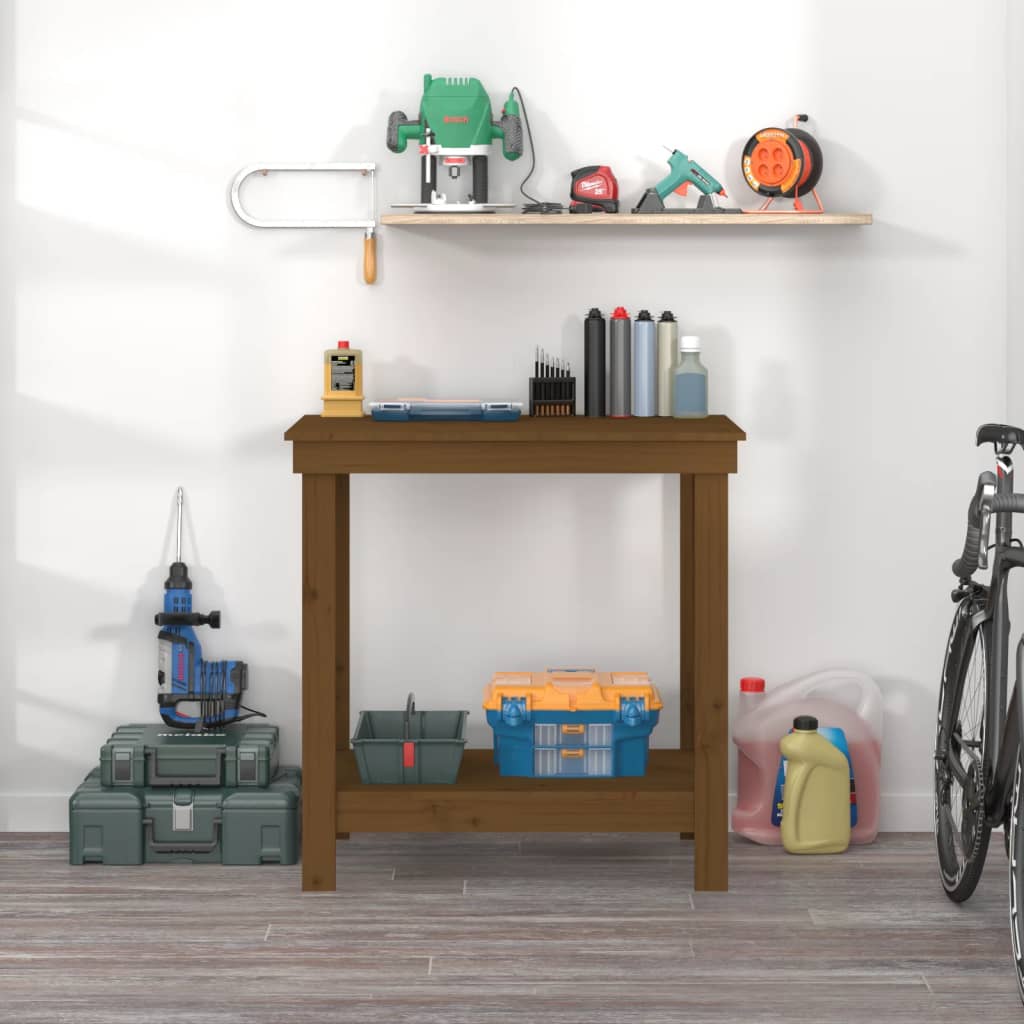 Arbejdsbord Honningbrun 80x50x80 cm Massiv Fyr