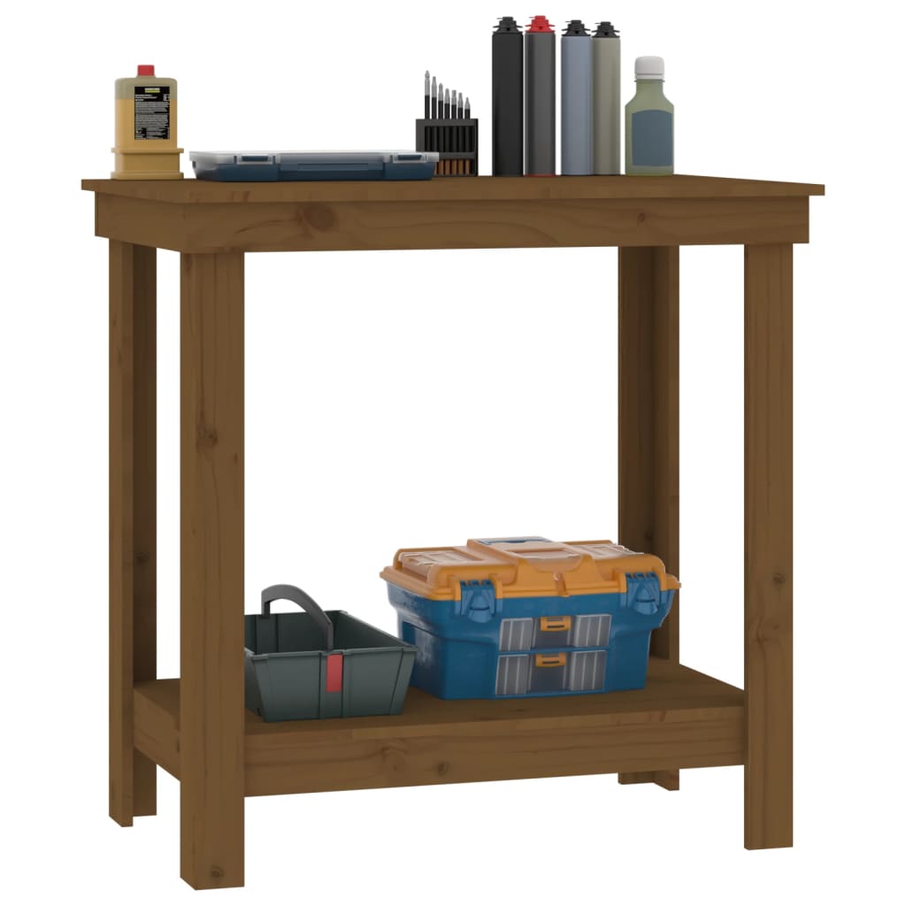 Arbejdsbord Honningbrun 80x50x80 cm Massiv Fyr