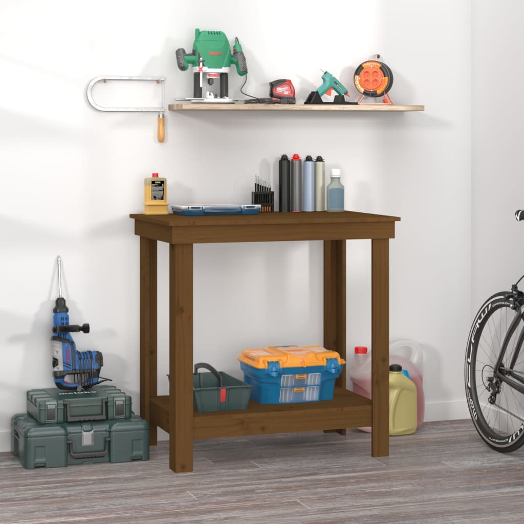 Arbejdsbord Honningbrun 80x50x80 cm Massiv Fyr