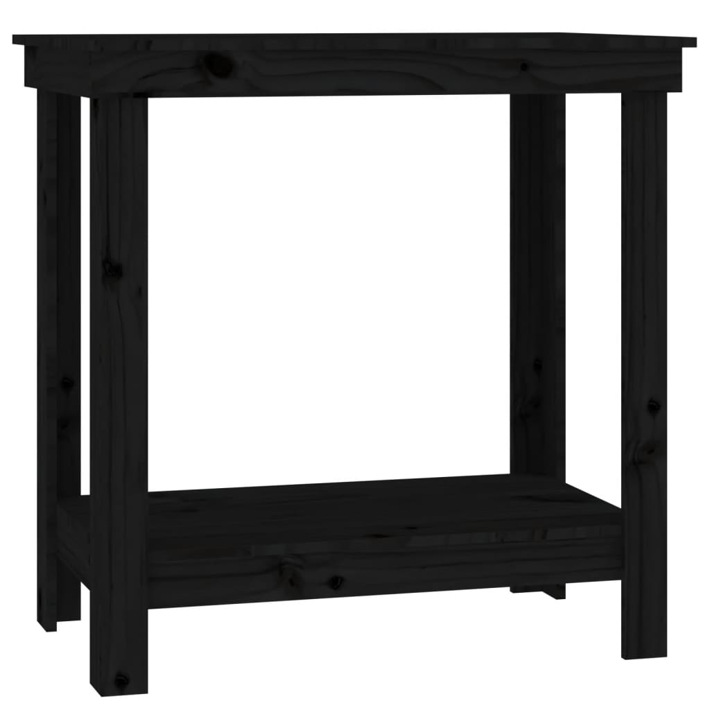 Arbejdsbord Sort 80x50x80 cm Massiv Fyr