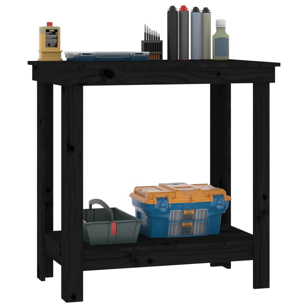 Arbejdsbord Sort 80x50x80 cm Massiv Fyr