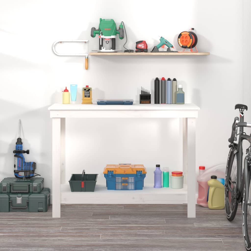 Arbejdsbord Hvid 110x50x80 cm Massiv Fyr