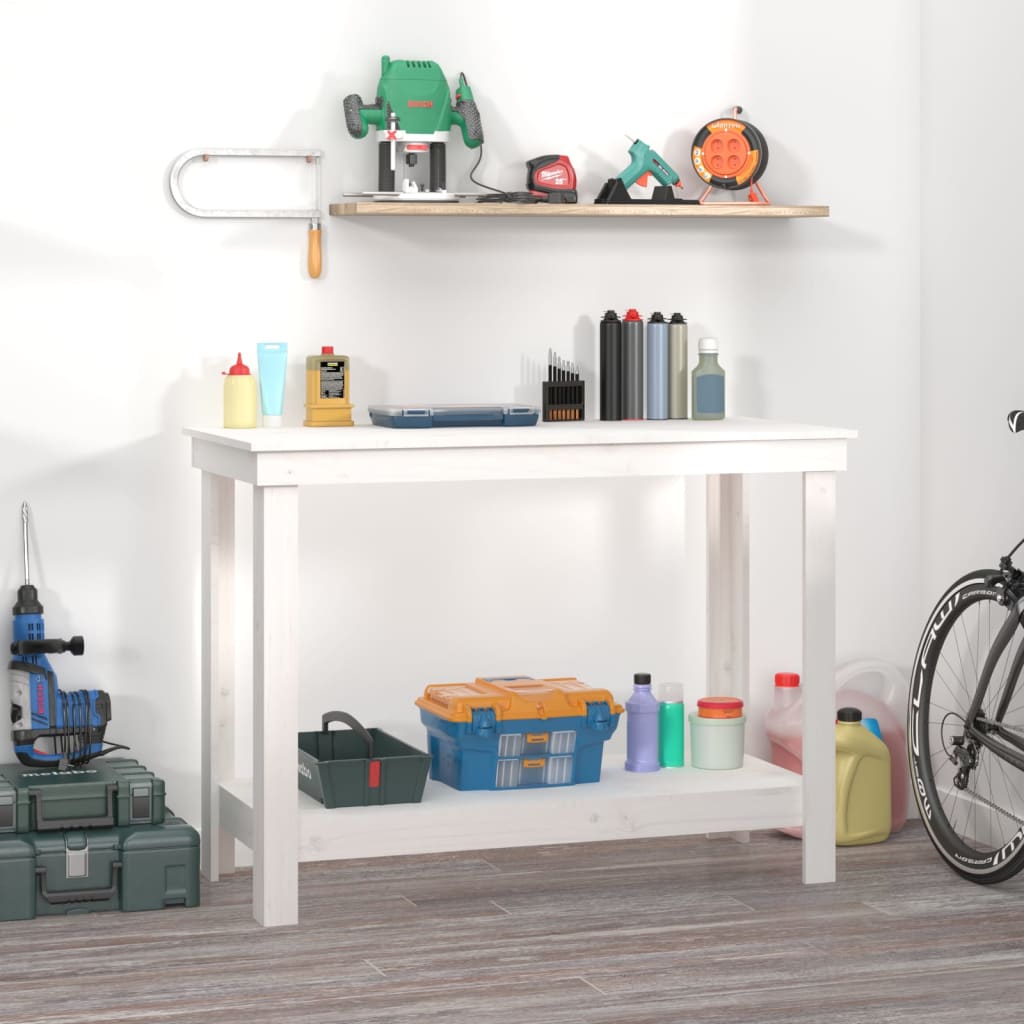 Arbejdsbord Hvid 110x50x80 cm Massiv Fyr