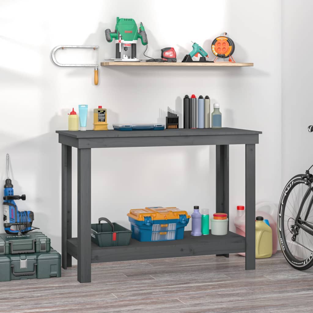 Arbejdsbord Grå 110x50x80 cm Massiv Fyr
