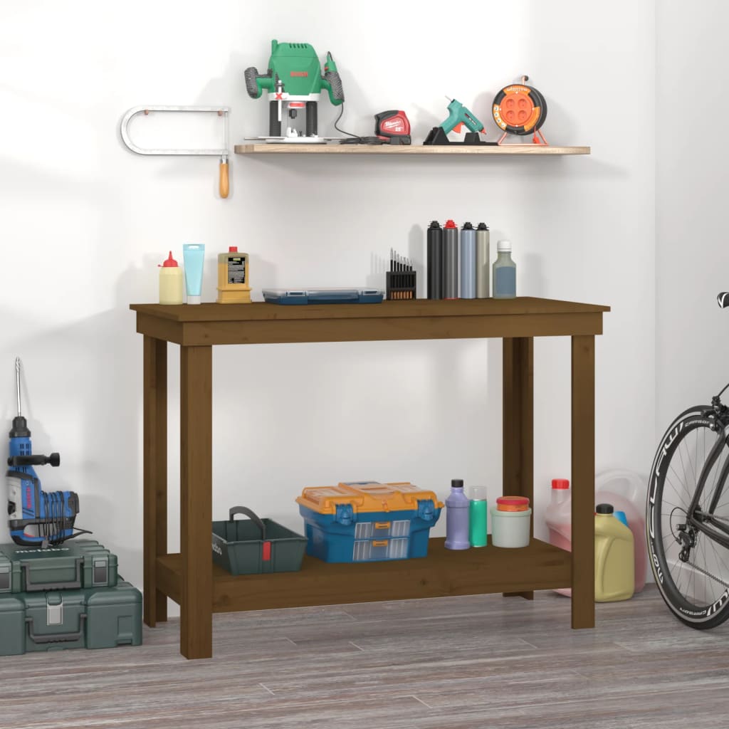 Arbejdsbord Honningbrun 110x50x80 cm Massiv Fyr