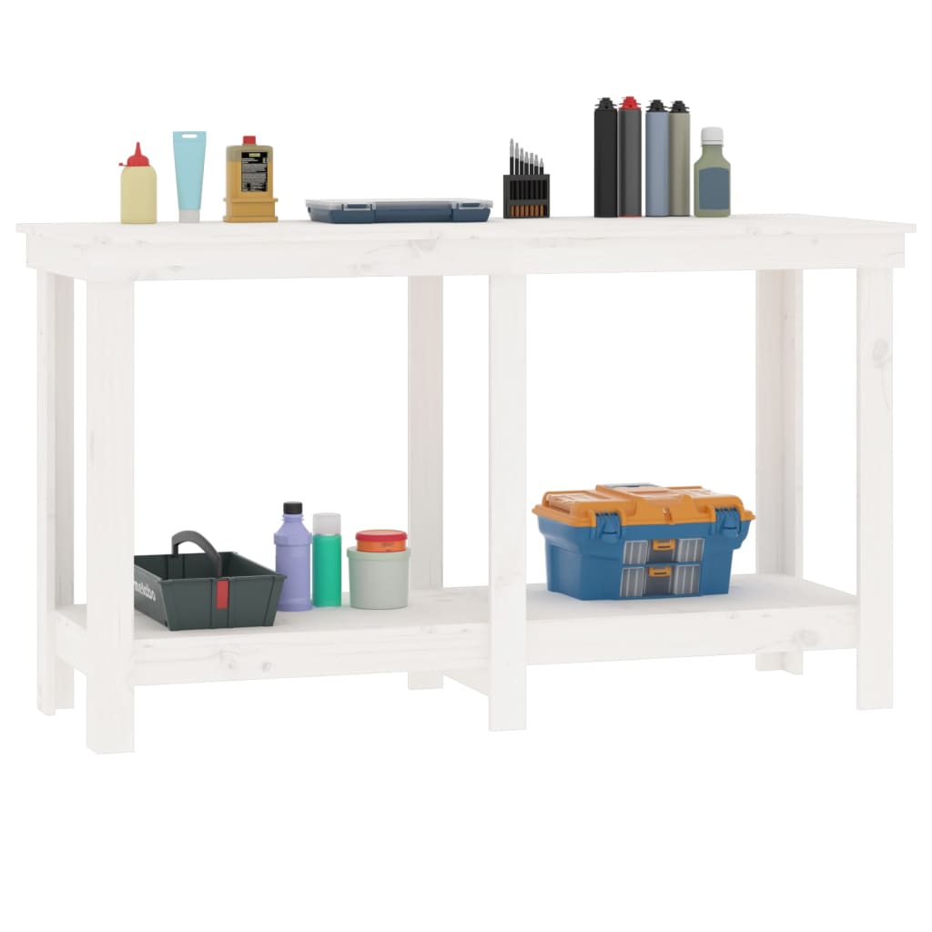 Arbejdsbord Hvid 140x50x80 cm Massiv Fyr