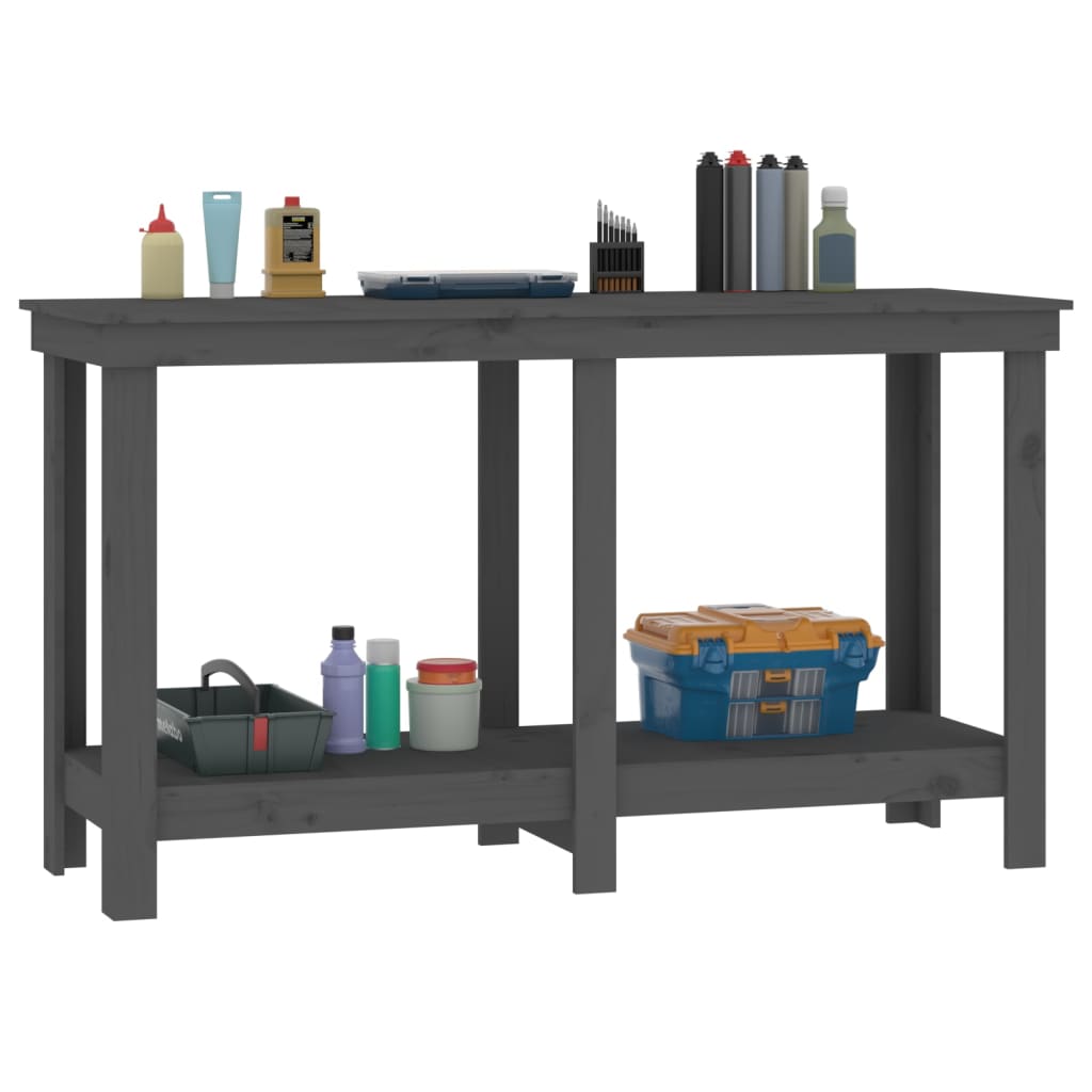 Arbejdsbord Grå 140x50x80 cm Massiv Fyr