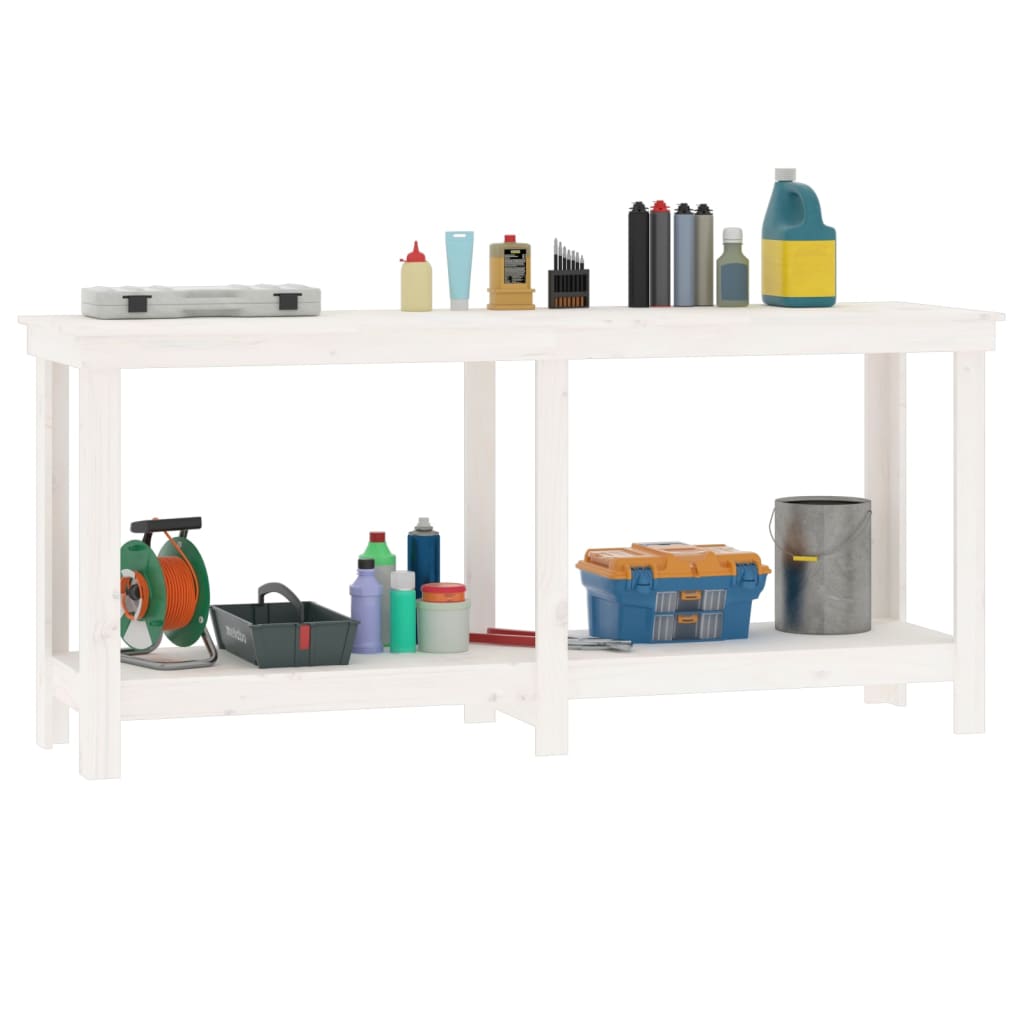 Arbejdsbord Hvid 180x50x80 cm Massiv Fyr