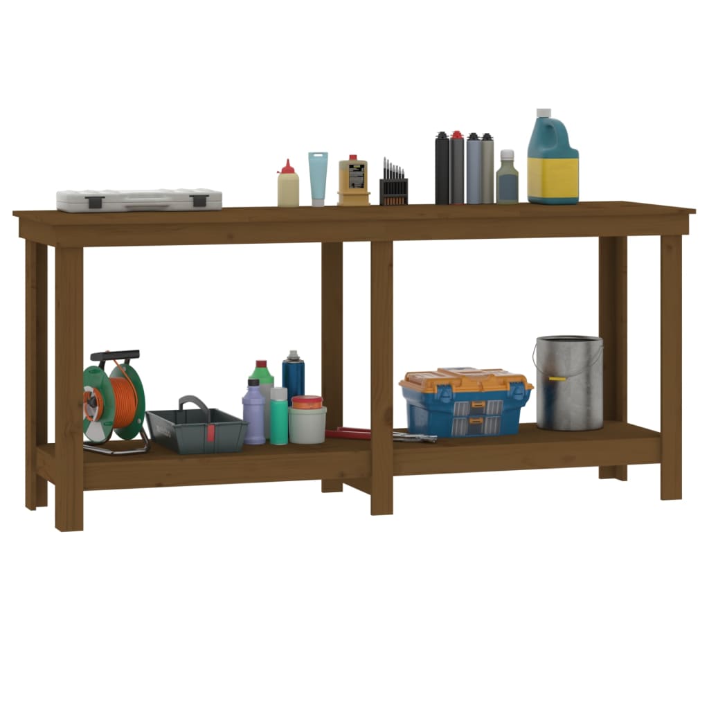 Arbejdsbord Honningbrun 180x50x80 cm Massiv Fyr