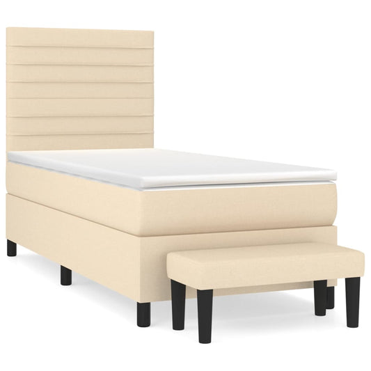 Boxspringbett mit Matratze Creme 80x200 cm Stoff
