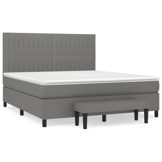 Boxspringbett mit Matratze Dunkelgrau 180x200 cm Stoff