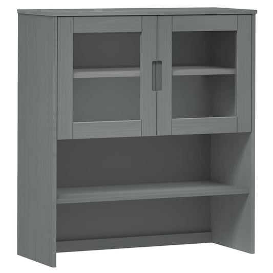 Highboard-Oberteil MOLDE Grau 90x35x100 cm Massivholz Kiefer