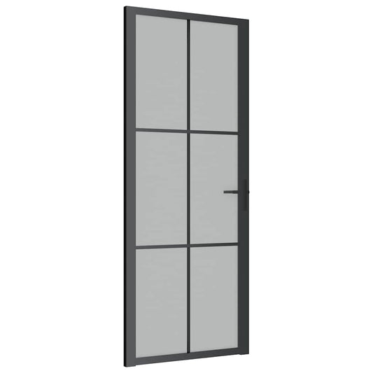 Innentür 83x201,5 cm Schwarz Mattglas und Aluminium