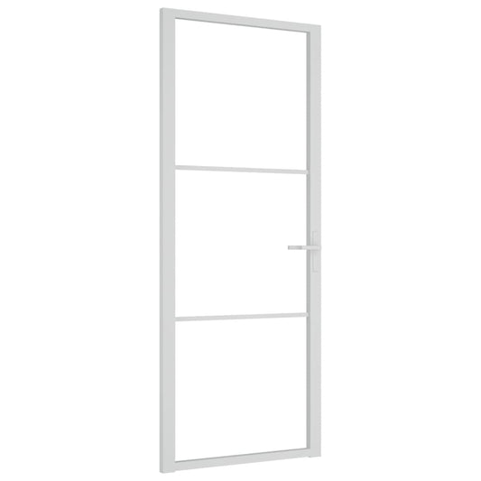 Innentür 83x201,5 cm Weiß ESG-Glas und Aluminium