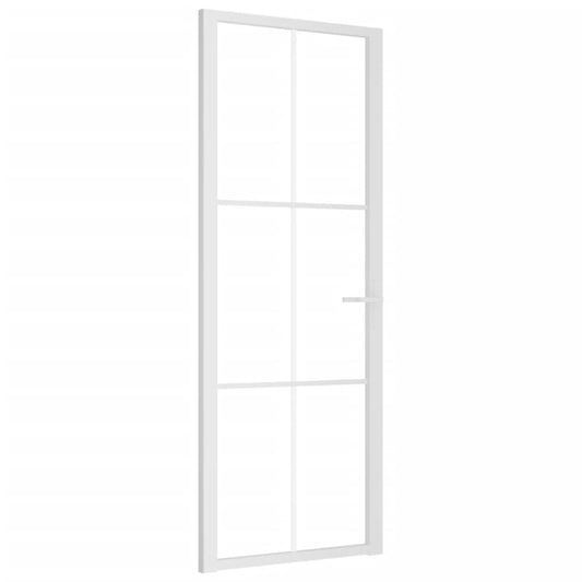 Innentür 76x201,5 cm Weiß ESG-Glas und Aluminium