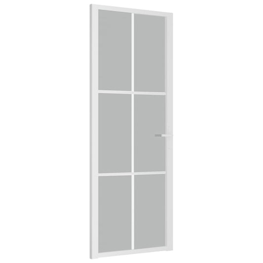 Innentür 76x201,5 cm Weiß Mattglas und Aluminium