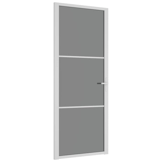 Innentür 83x201,5 cm Weiß ESG-Glas und Aluminium