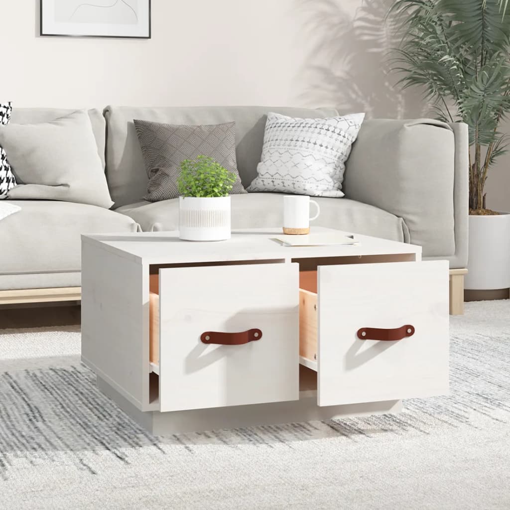 Sofabord Hvid 60x53x35 cm Massiv Fyr