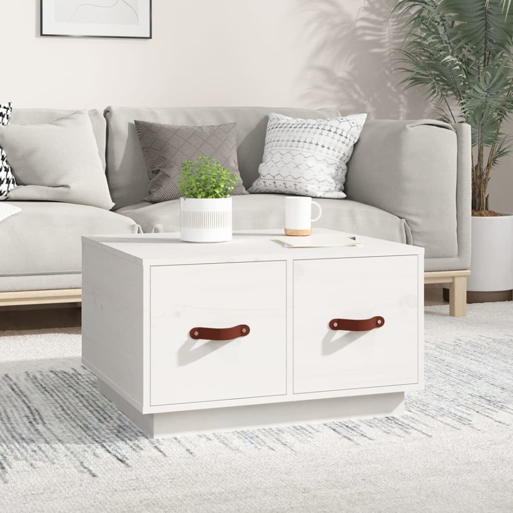 Sofabord Hvid 60x53x35 cm Massiv Fyr