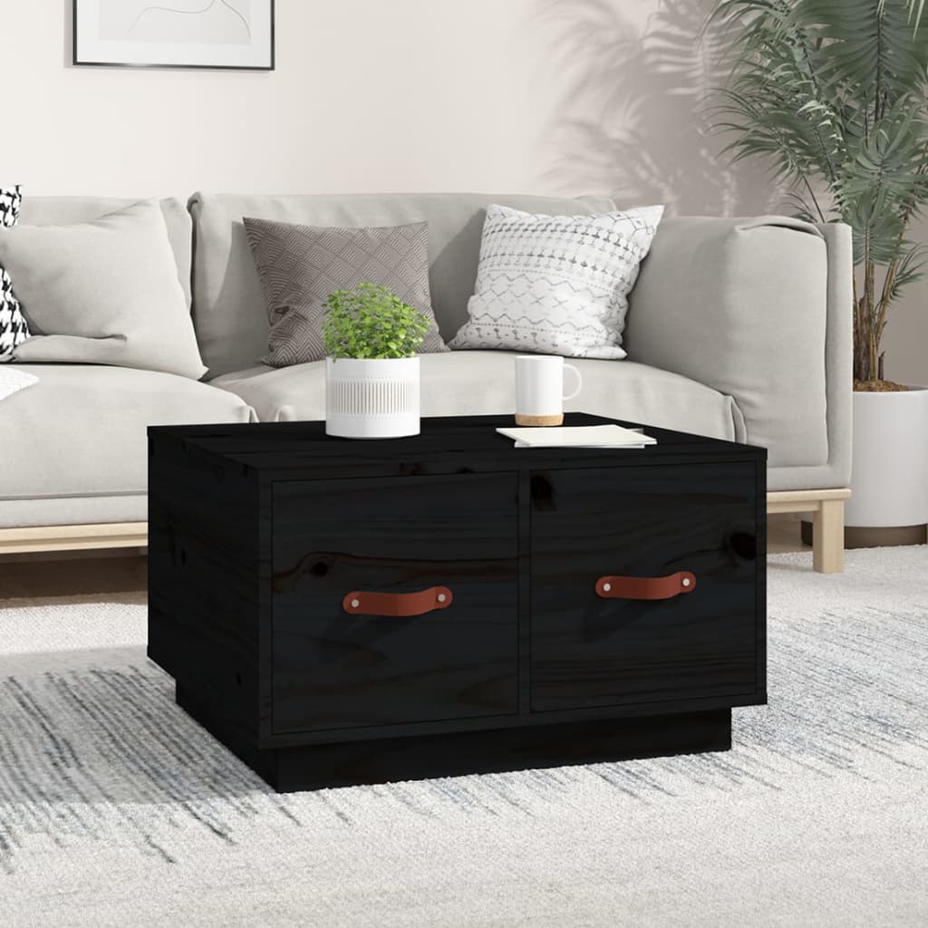 Sofabord Sort 60x53x35 cm Massiv Fyr