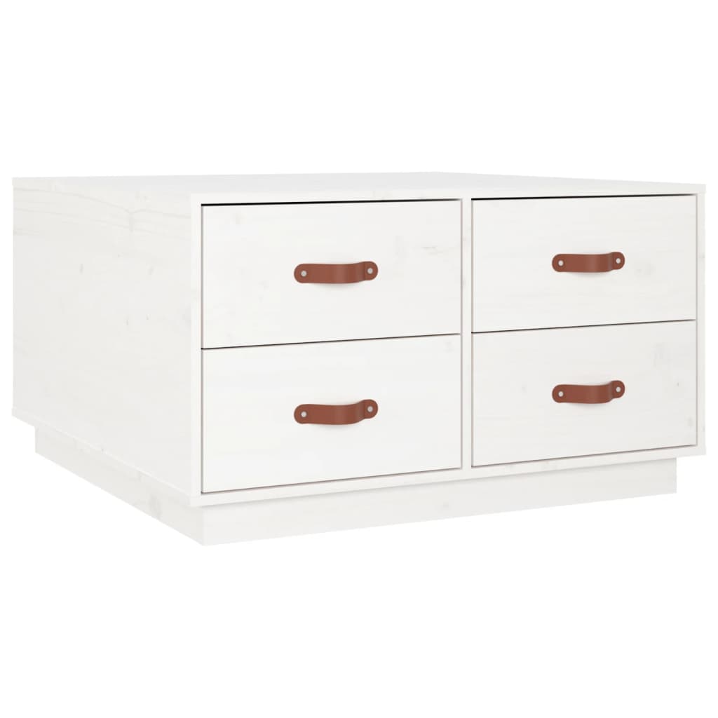 Sofabord Hvid 80x80x45 cm Massiv Fyr