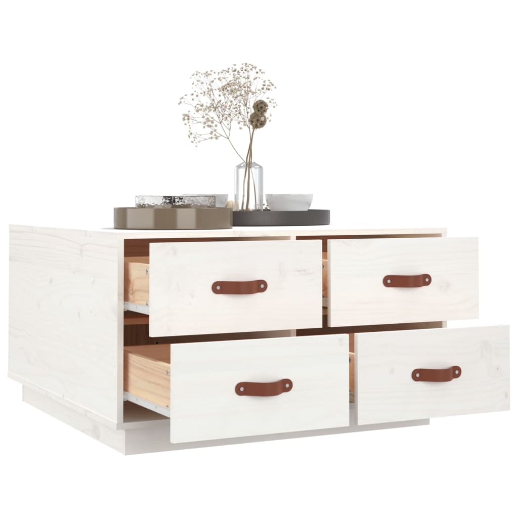 Sofabord Hvid 80x80x45 cm Massiv Fyr