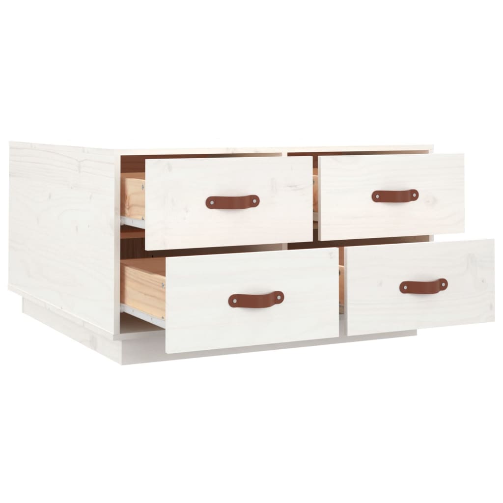 Sofabord Hvid 80x80x45 cm Massiv Fyr