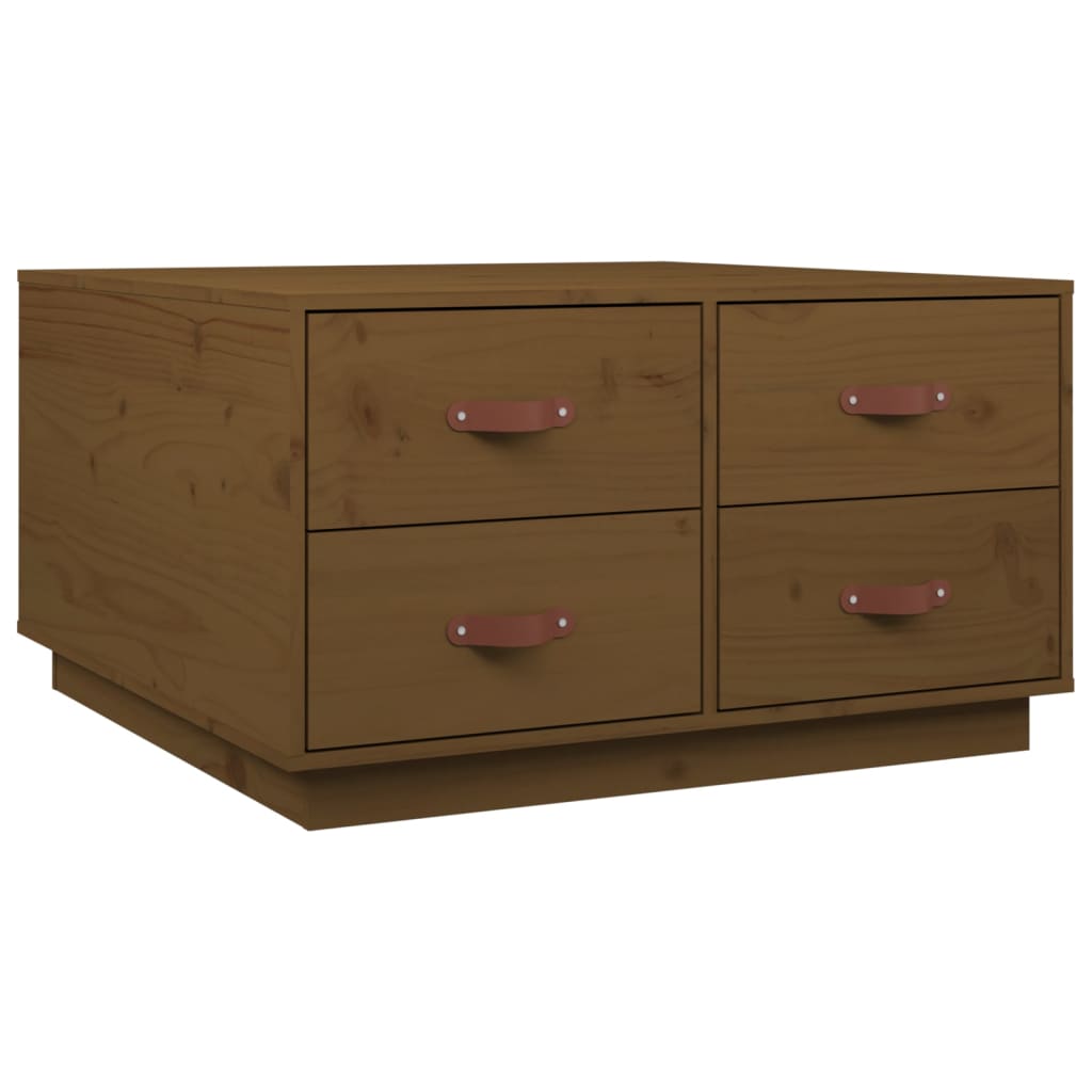 Sofabord honningbrunt 80x80x45 cm massivt fyrretræ